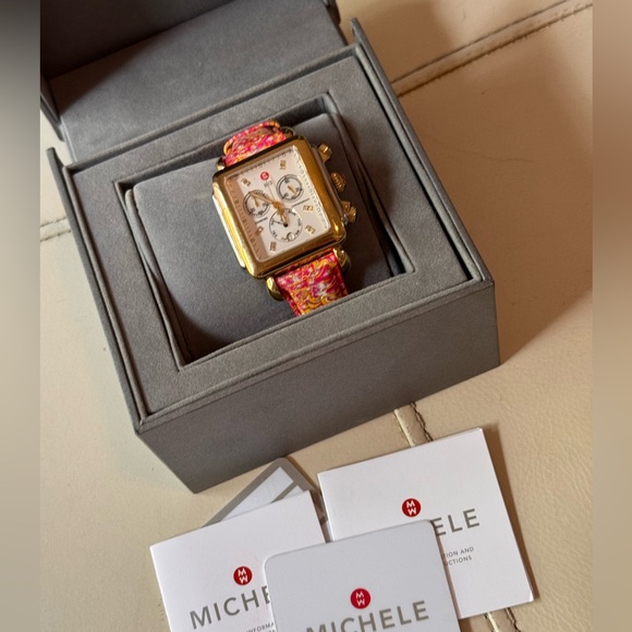 Michele Gold Watch with Vibrant Strap - Picture 1 of 9